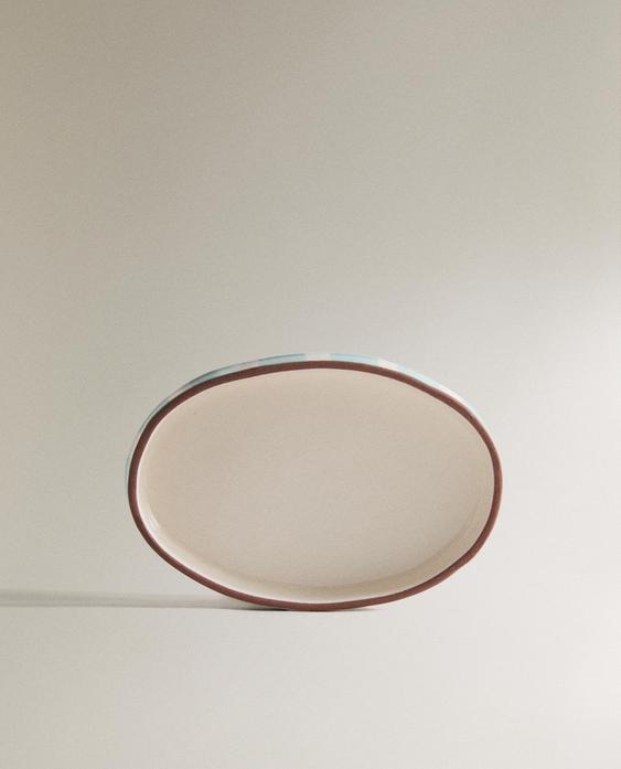 STRIPED CERAMIC BATHROOM SOAP DISH