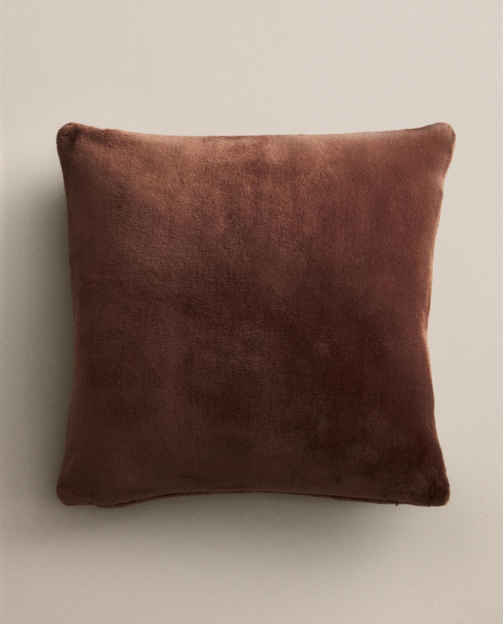 SOLID FAUX FUR CUSHION COVER