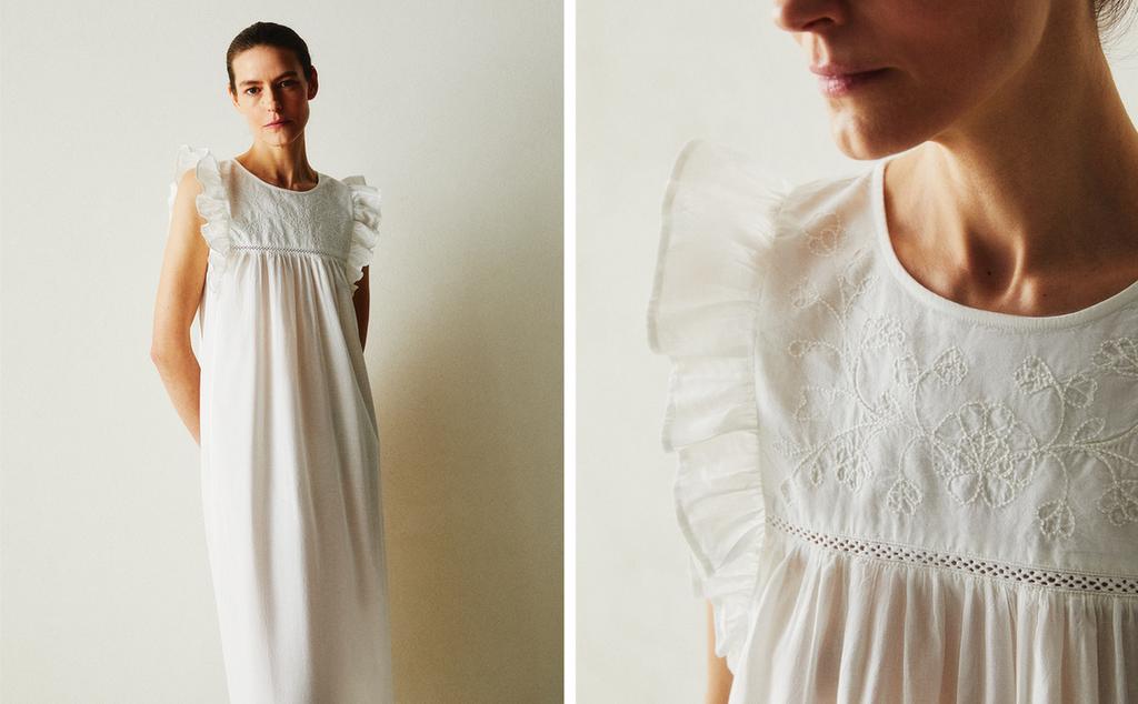 CHEMISE DE NUIT BRODÉE VOLANTS