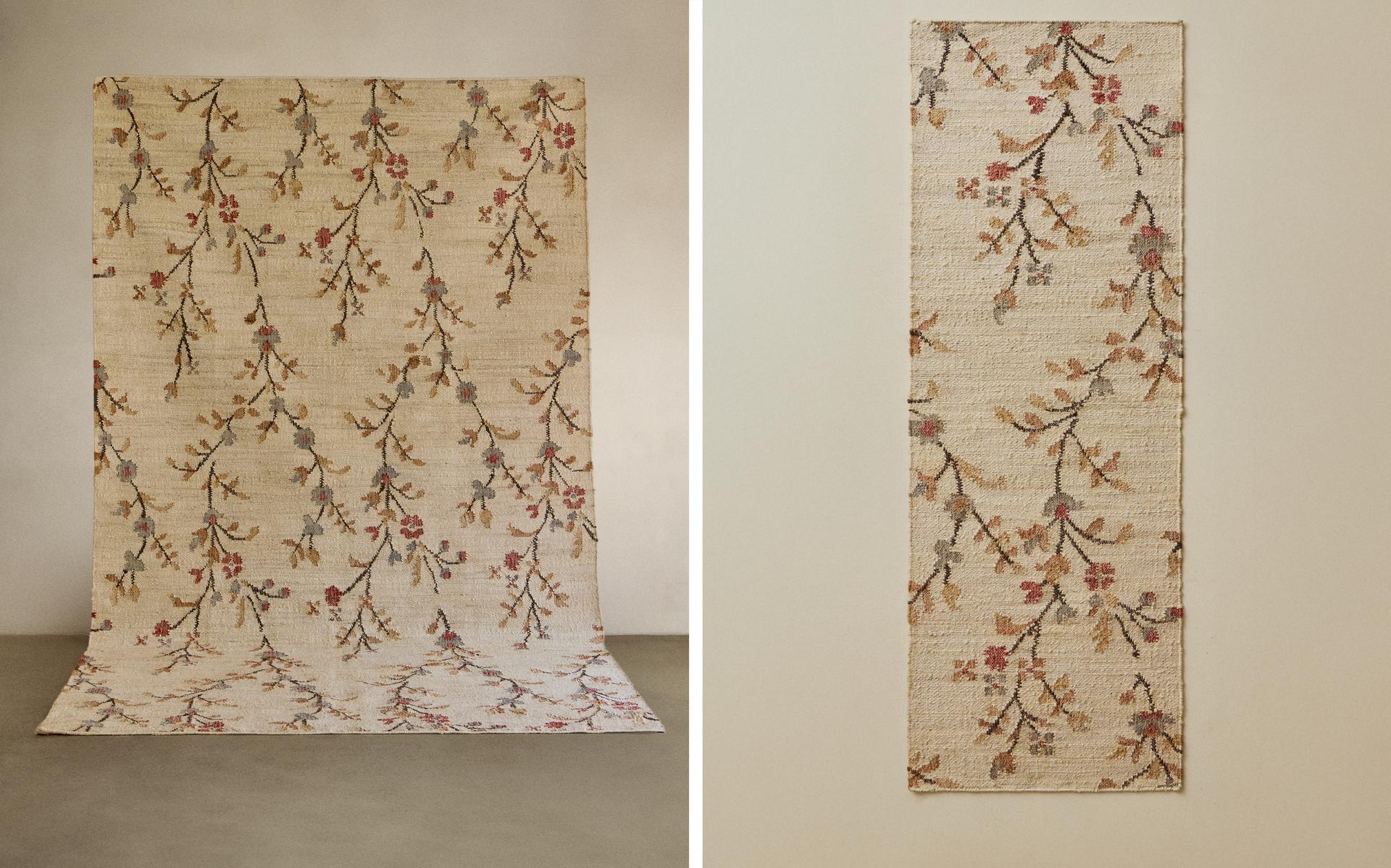 TAPIS JUTE FLEURS