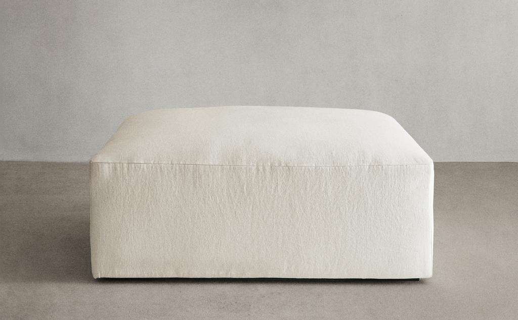 POUFFE WITH REMOVABLE WASHED LINEN COVER