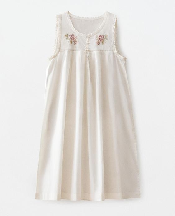 EMBROIDERED COTTON NIGHTGOWN