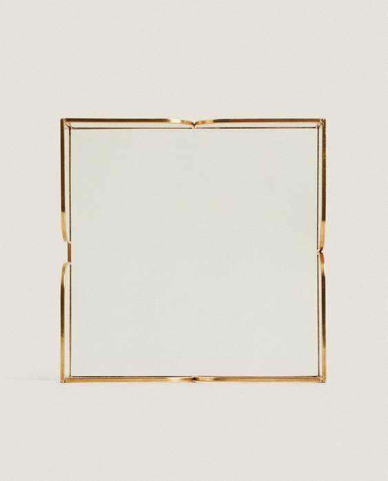 GLASS NAPKIN HOLDER WITH METAL TRIM