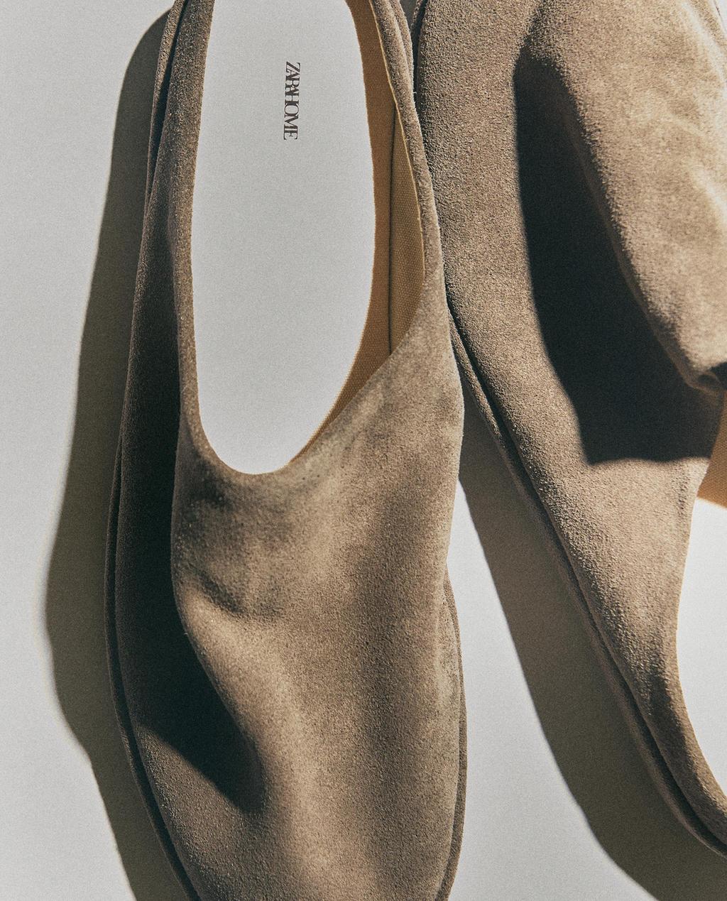 SPLIT SUEDE MULE SLIPPERS