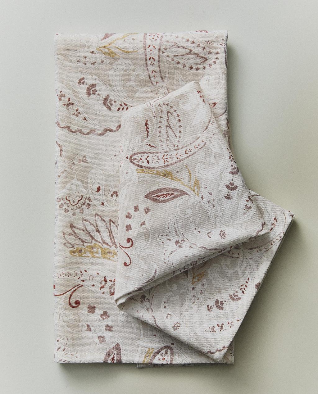 LOT DE 2 TORCHONS EN COTON MOTIF CACHEMIRE