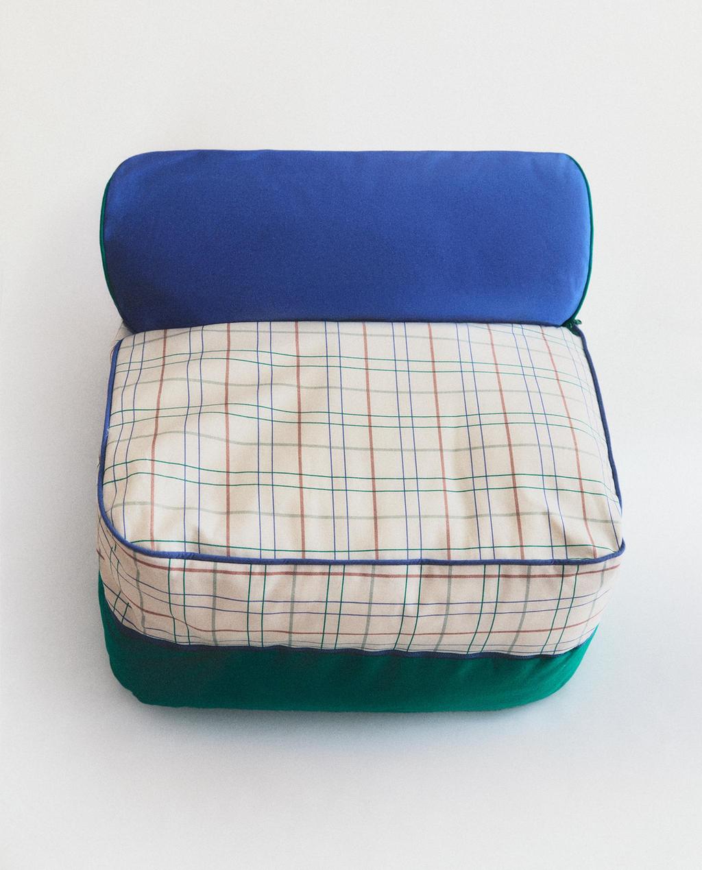 POUF DE SOL ENFANT COTON CARREAUX