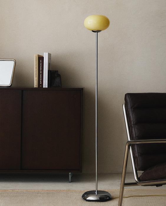 GLASS AND METAL FLOOR LAMP