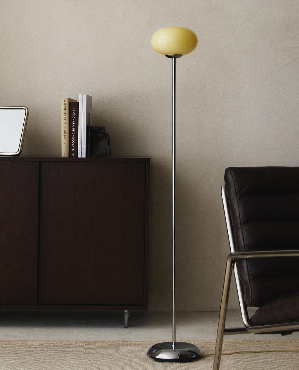 GLASS AND METAL FLOOR LAMP