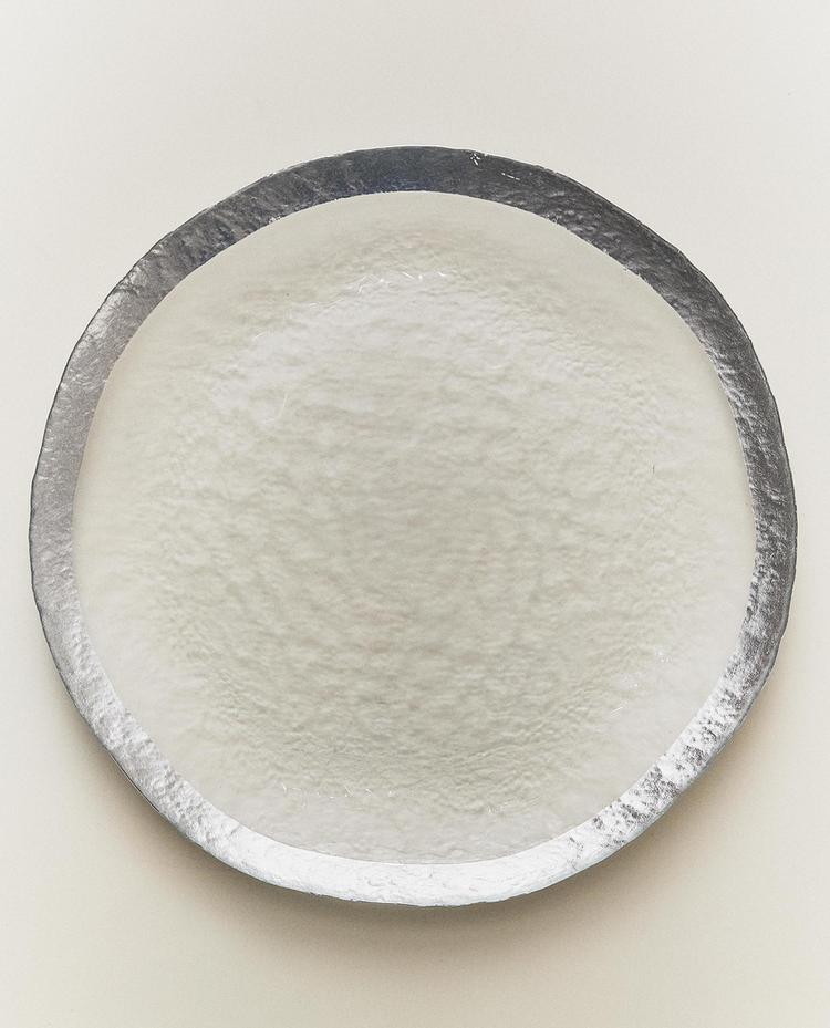 GLASS SERVICE PLATE WITH RIM