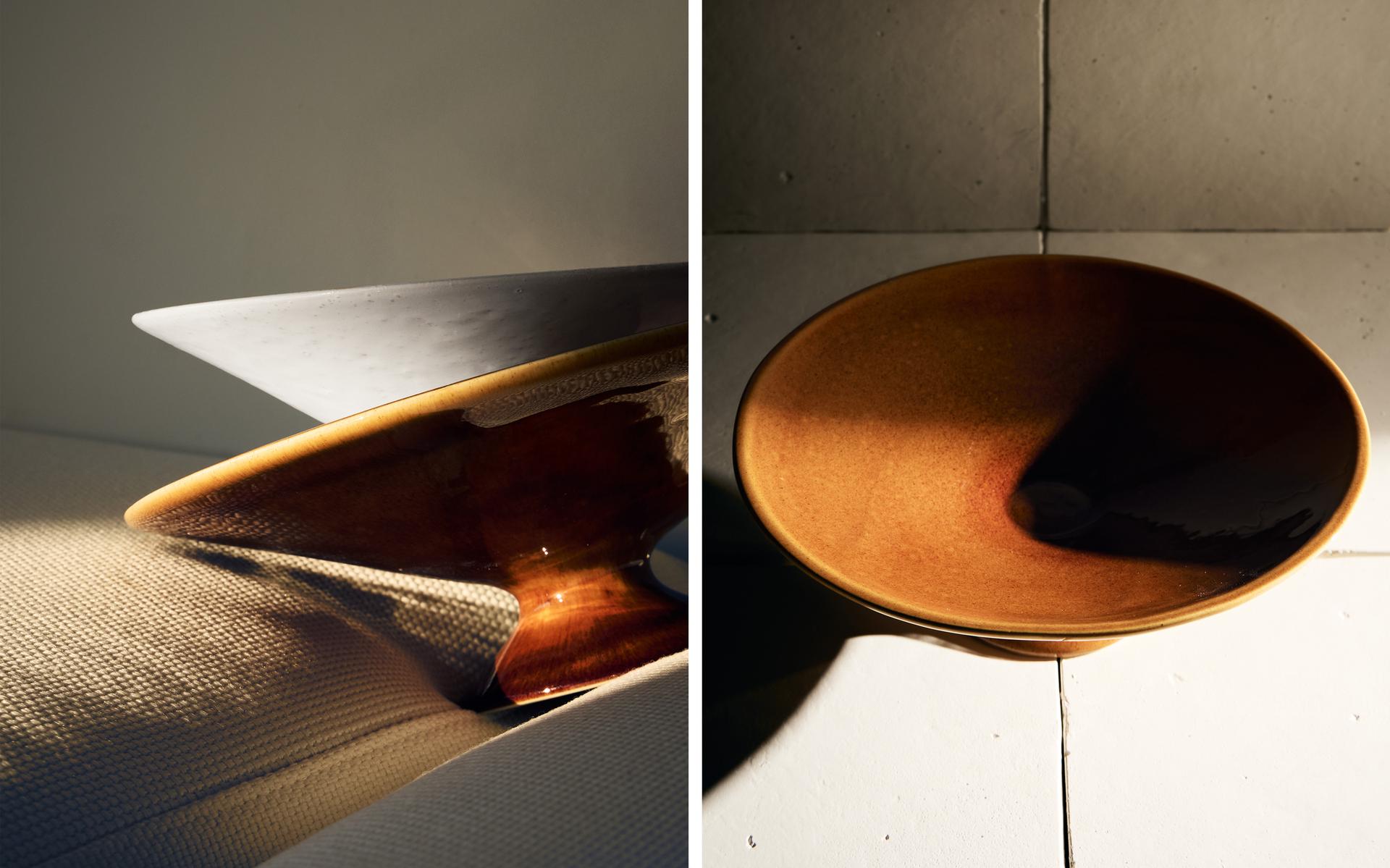 DECORATIVE BROWN CERAMIC BOWL