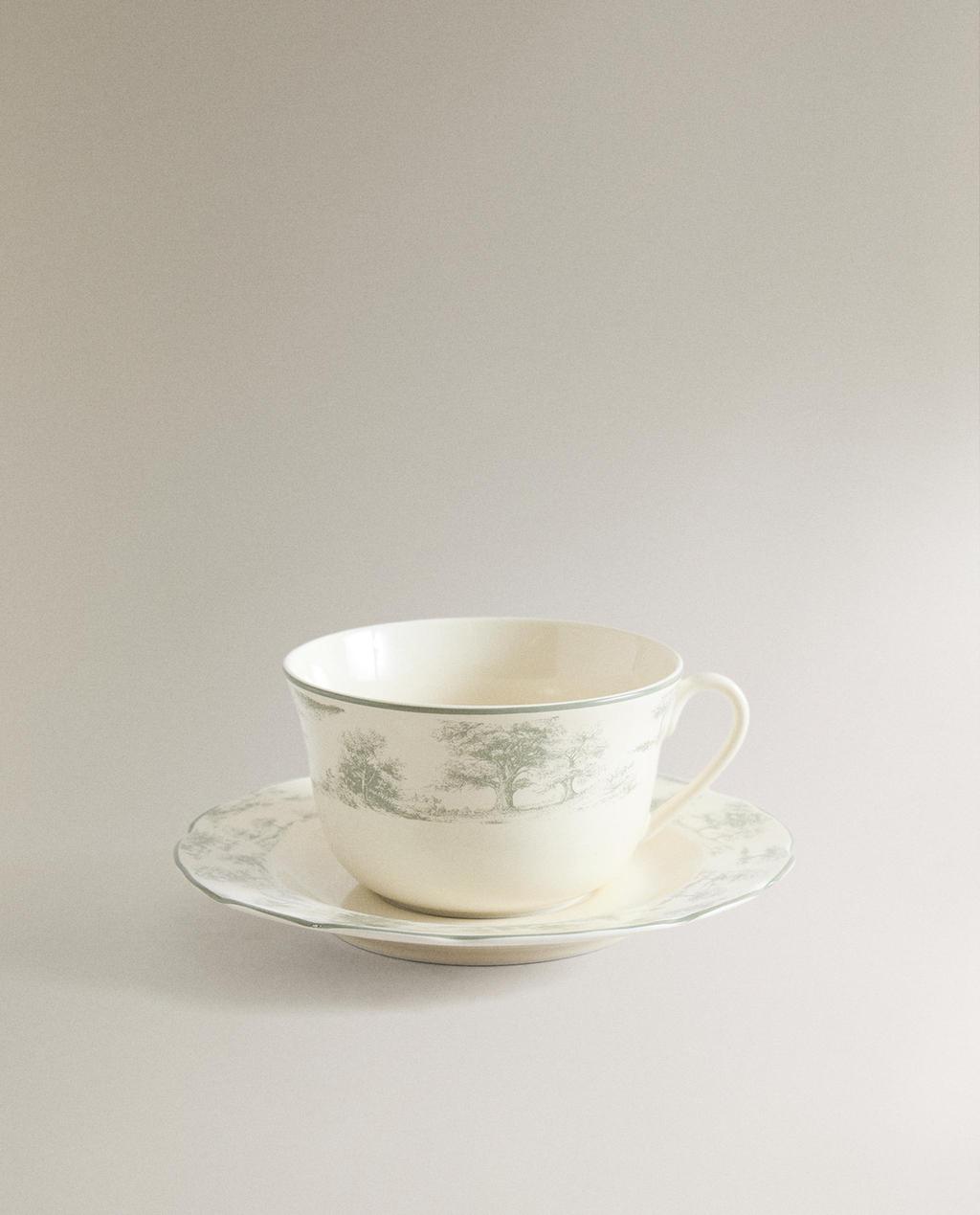 TOILE PORCELAIN TEACUP AND SAUCER