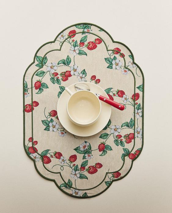 TISCHSET JACQUARD ERDBEEREN