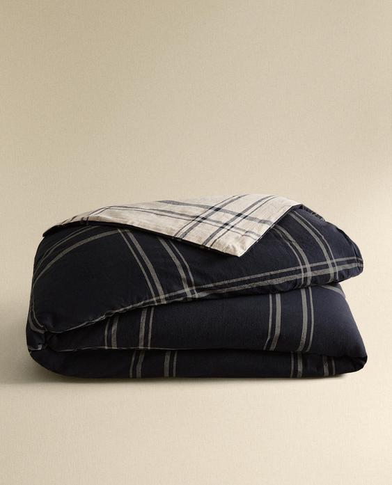 REVERSIBLE CHECK DUVET COVER