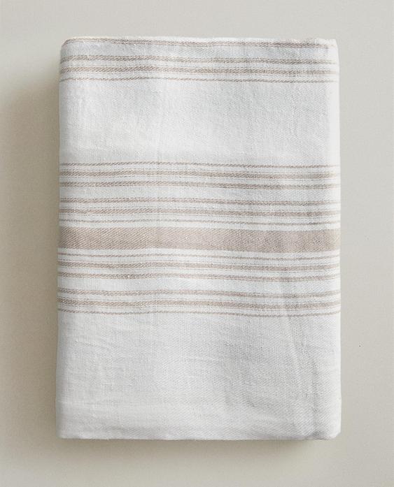STRIPED LINEN THROW