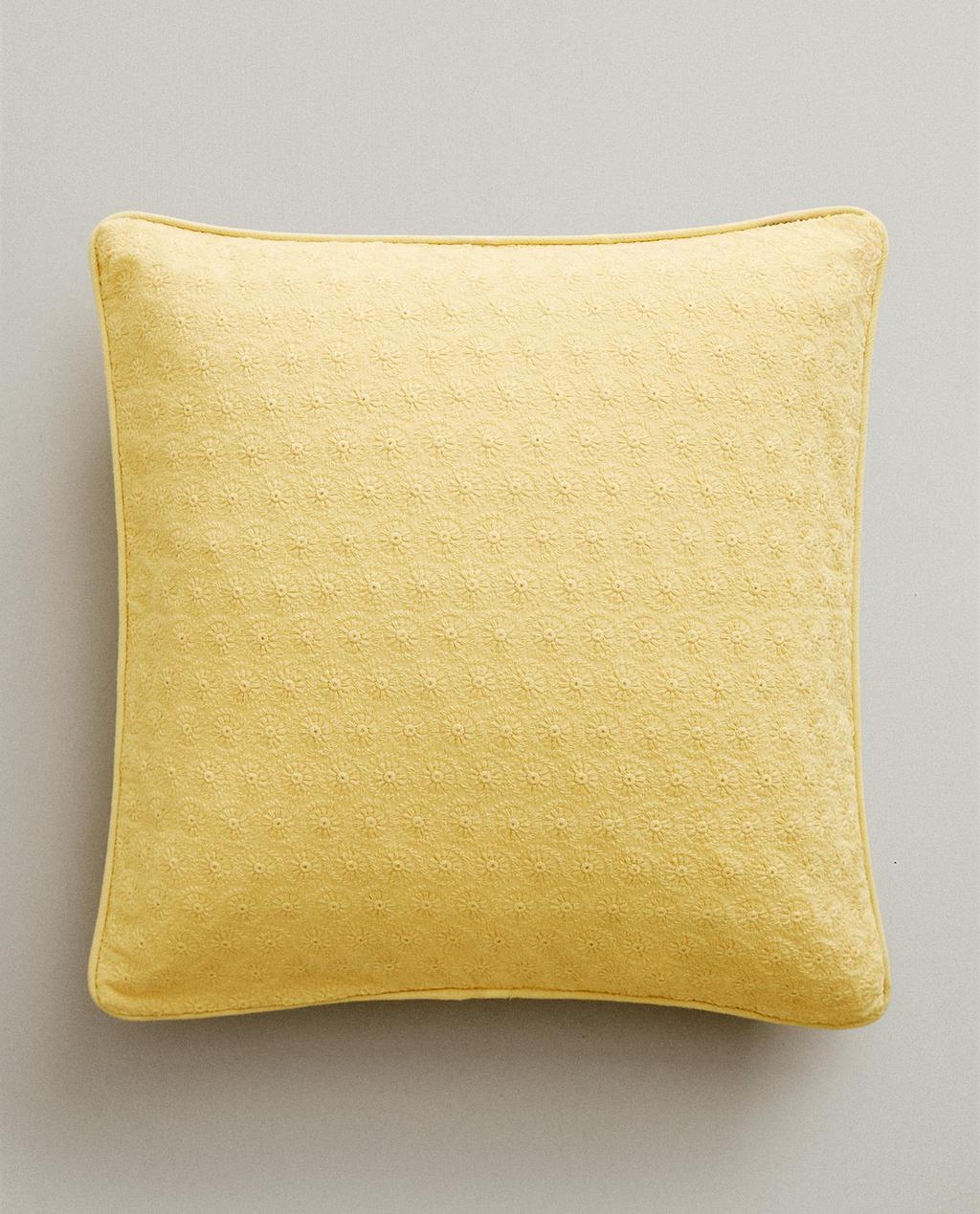 CUSHION COVER WITH FLORAL EMBROIDERY