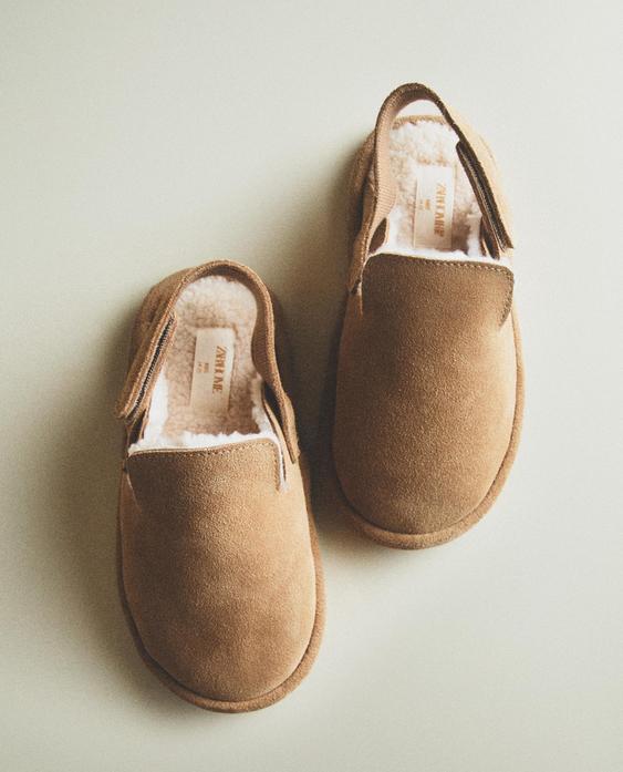 WARME KINDER-LEDERPANTOFFEL