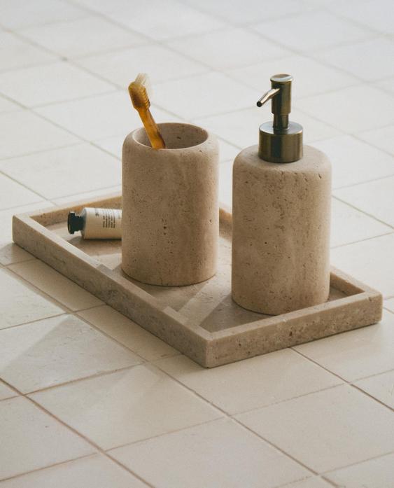 KIT DE BANHEIRO DE MÁRMORE EM BEGE