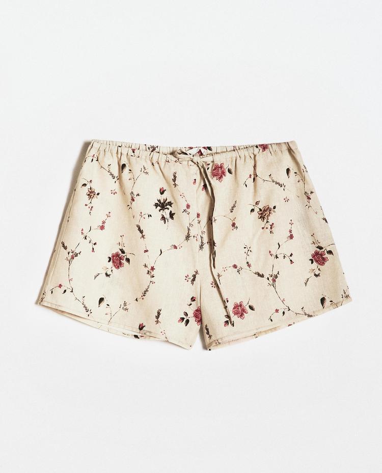 FLORAL COTTON AND LINEN SHORTS | KATHARINE POLE