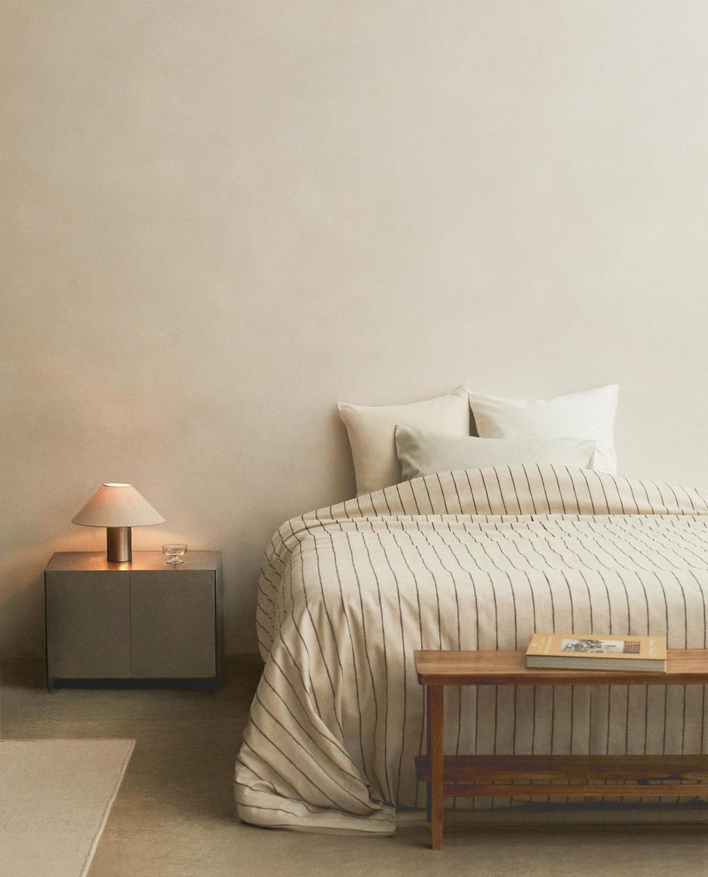 HOUSSE DE COUETTE COTON ET LIN RAYURES
