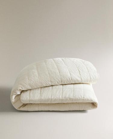 WASHED COTTON QUILTED BEDSPREAD (180 THREAD COUNT)