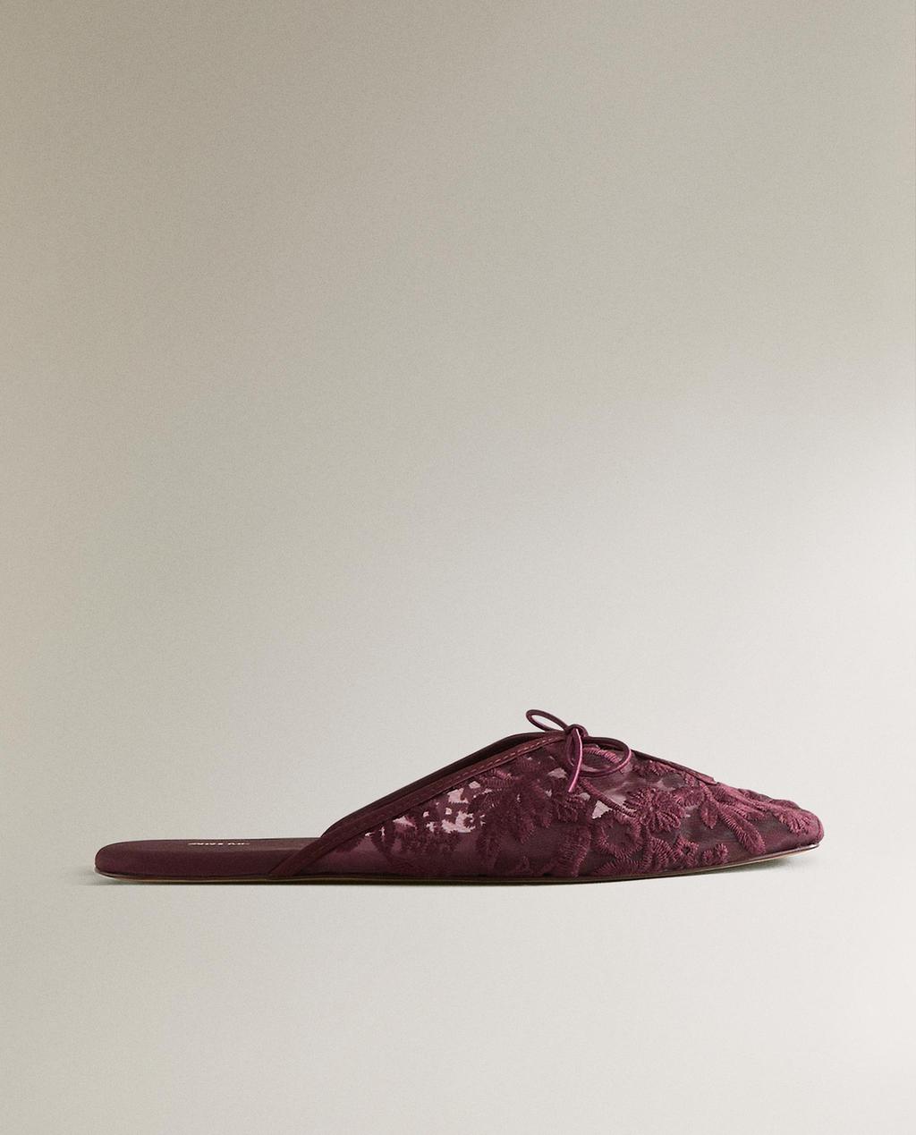 FLORAL EMBROIDERED MULE SLIPPERS