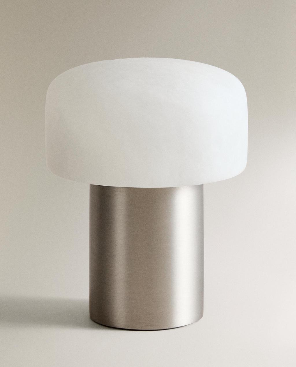 ALABASTER AND METAL CORDLESS TABLE LAMP