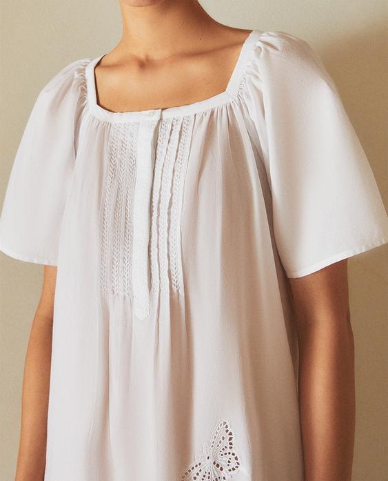 CHEMISE DE NUIT PAPILLONS BRODÉS