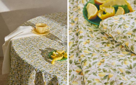 KATOENEN TAFELKLEED MET RESINE COATING EN CITROENPRINT