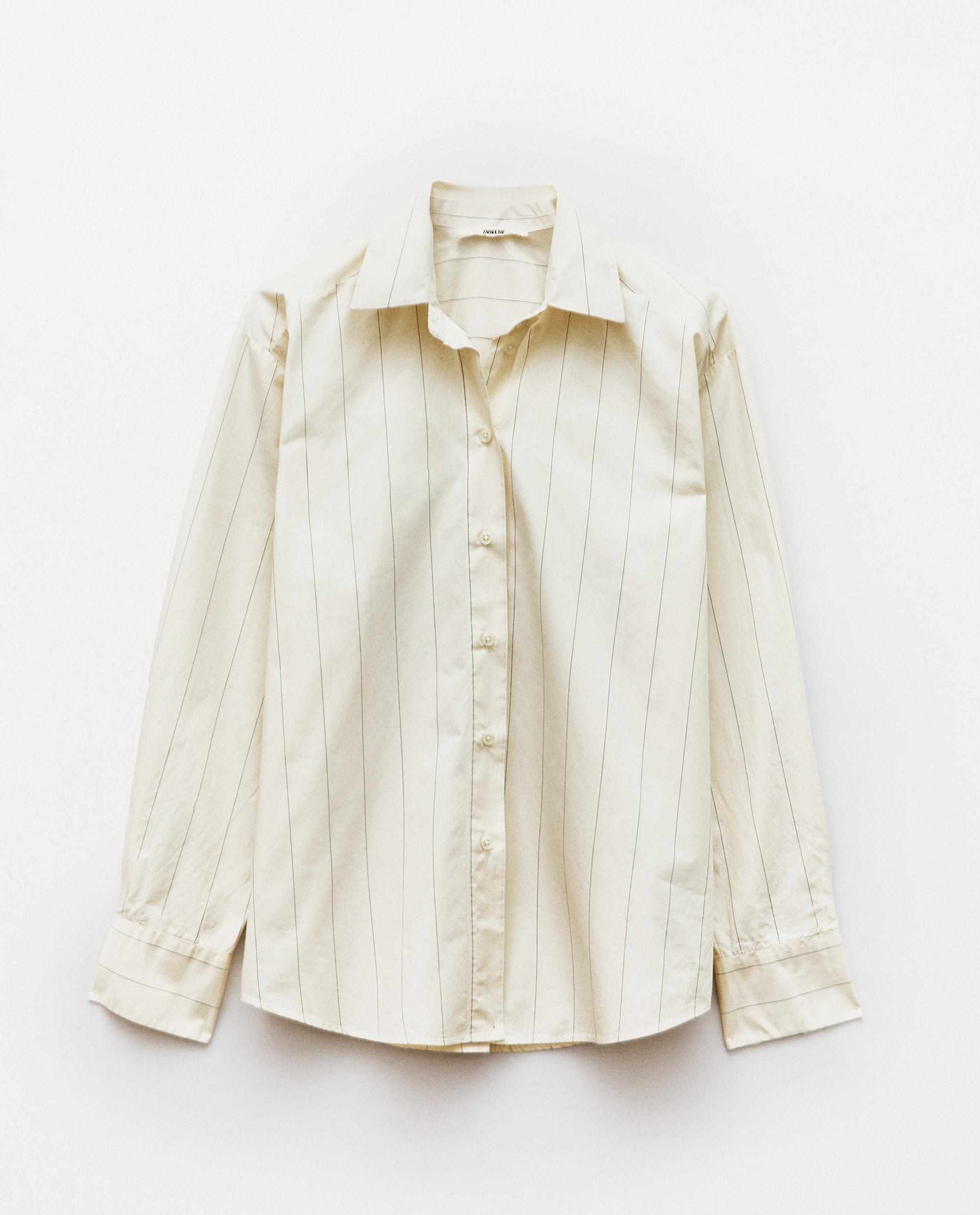 zara striped dress shirt BOW NECK - Multicolored Lapel collar and wide long sleeves Zara striped shirt dress S