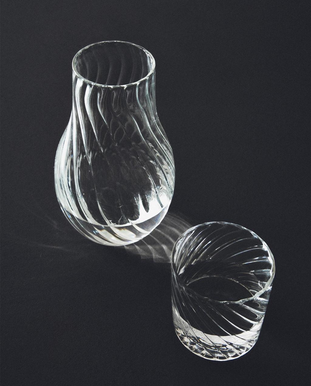 SET DE NUIT BOUTEILLE ET VERRE LIGNES