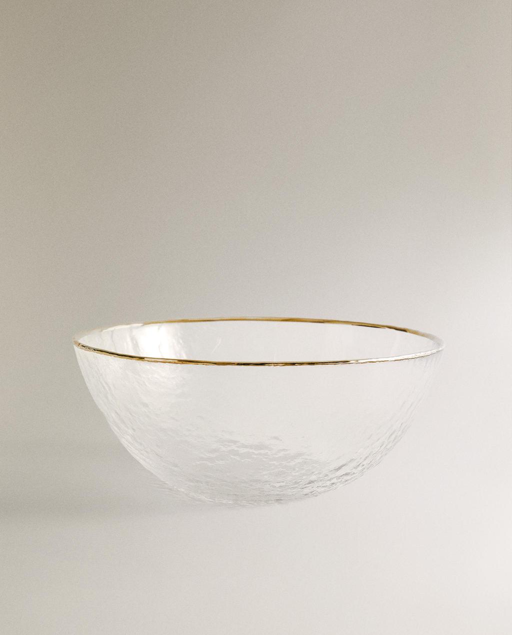 GLASS BOWL WITH GOLD RIM