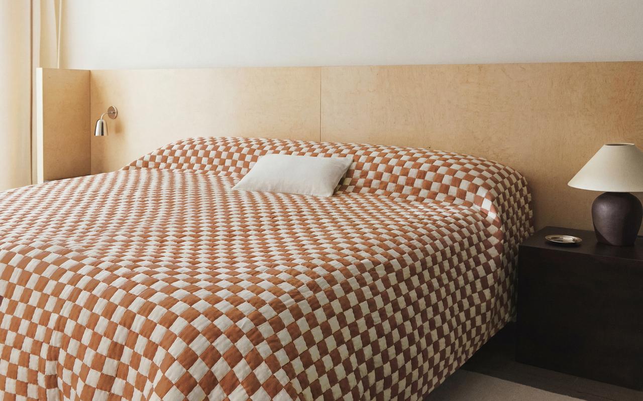 CHECK COTTON QUILTED BEDSPREAD