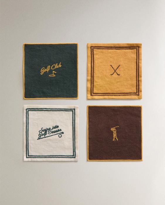 PACK OF LINEN GOLF COASTERS (PACK OF 4)