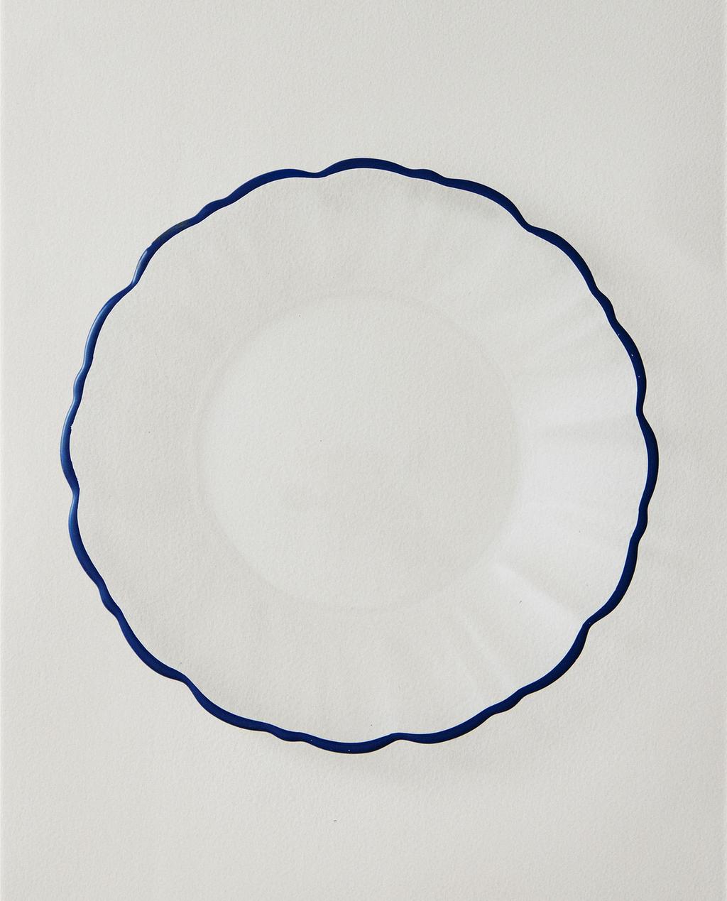 GLASS DESSERT PLATE WITH RIM