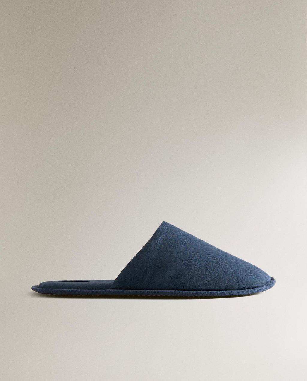 LINEN MULE SLIPPERS