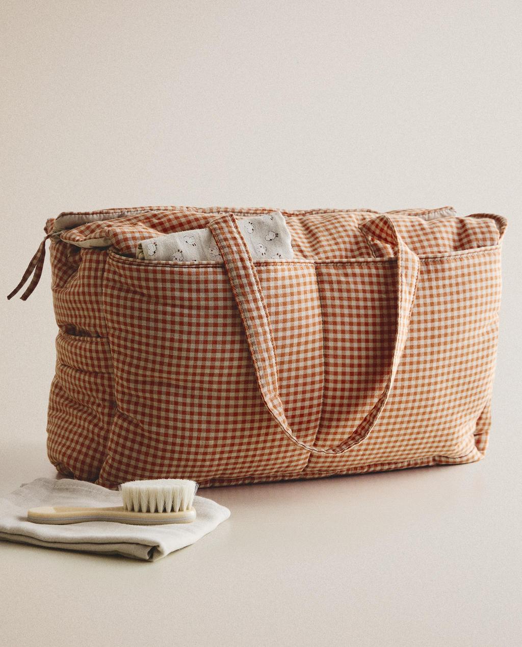 GINGHAM COTTON MATERNITY BAG