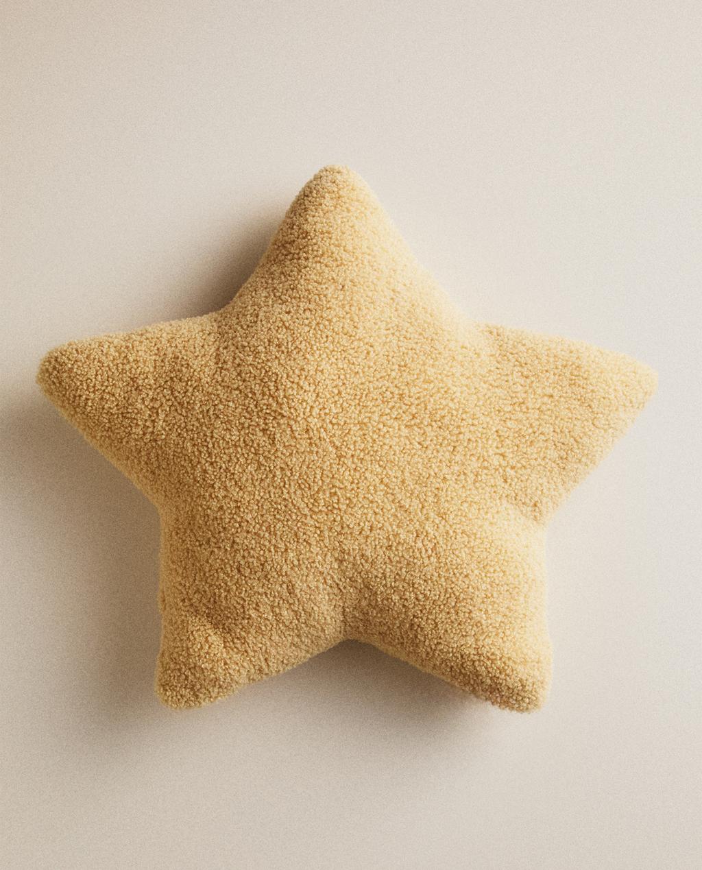 KIDS' LARGE FAUX SHEARLING STAR CUSHION