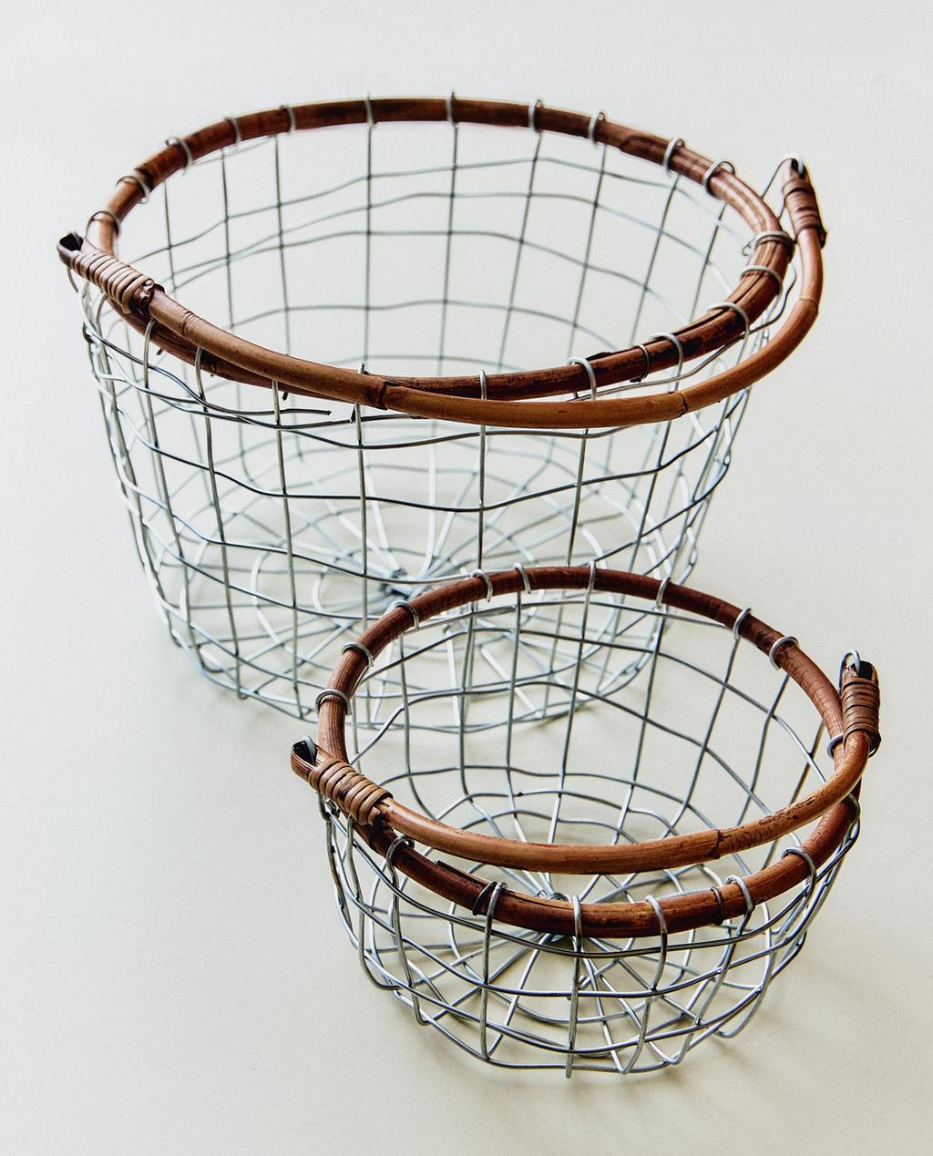 IRON AND RATTAN BASKET