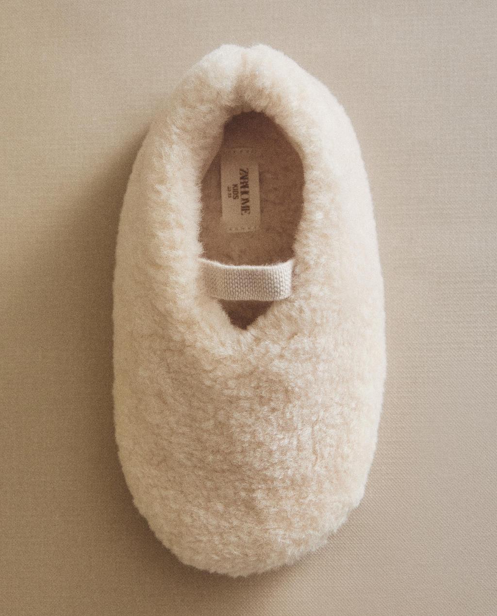 KIDS' FAUX SHEARLING BALLERINAS