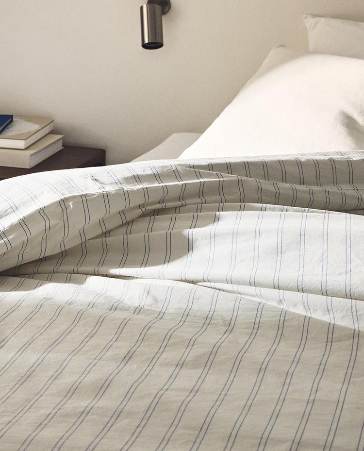 COTTON DUVET COVER WITH DOUBLE STRIPES