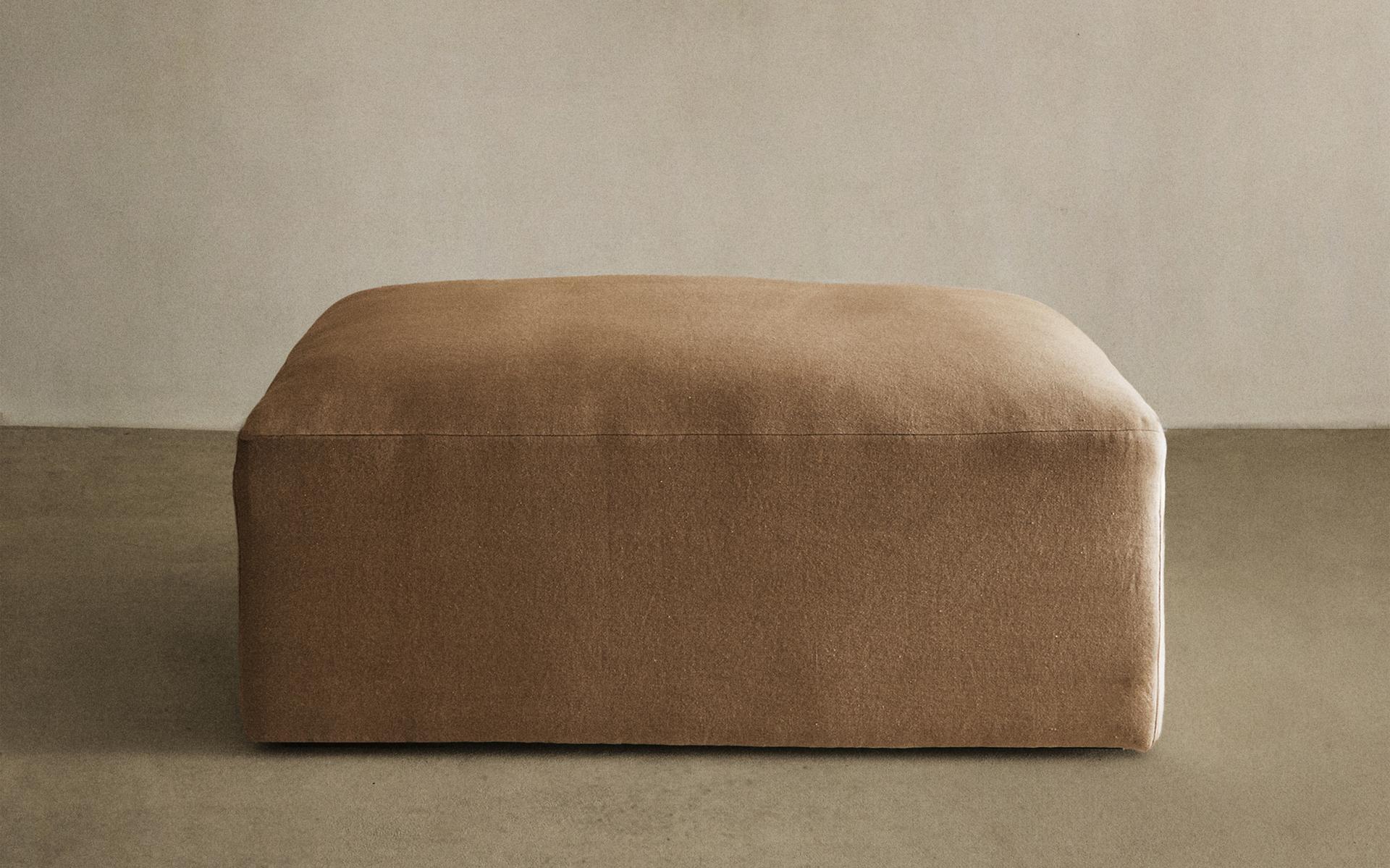 FADED LINEN OTTOMAN