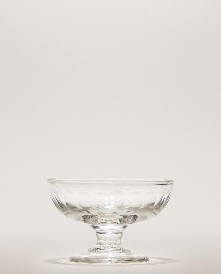 VERTICAL RAISED DESIGN GLASS ICE-CREAM CUP