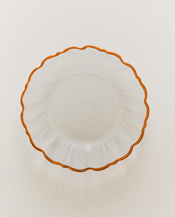 GLASS DESSERT PLATE WITH RIM
