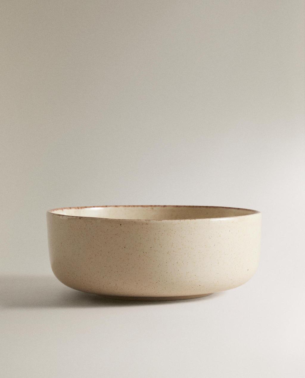 STONEWARE BOWL WITH ANTIQUE FINISH RIM