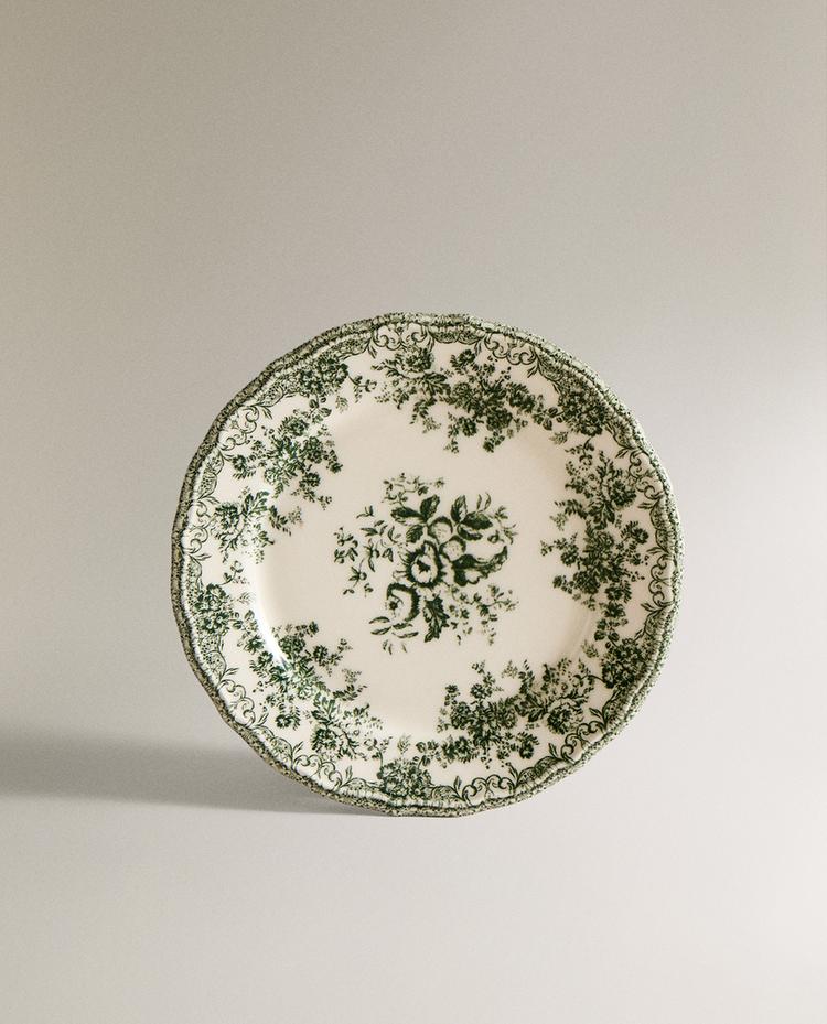 FLORAL EARTHENWARE DESSERT PLATE