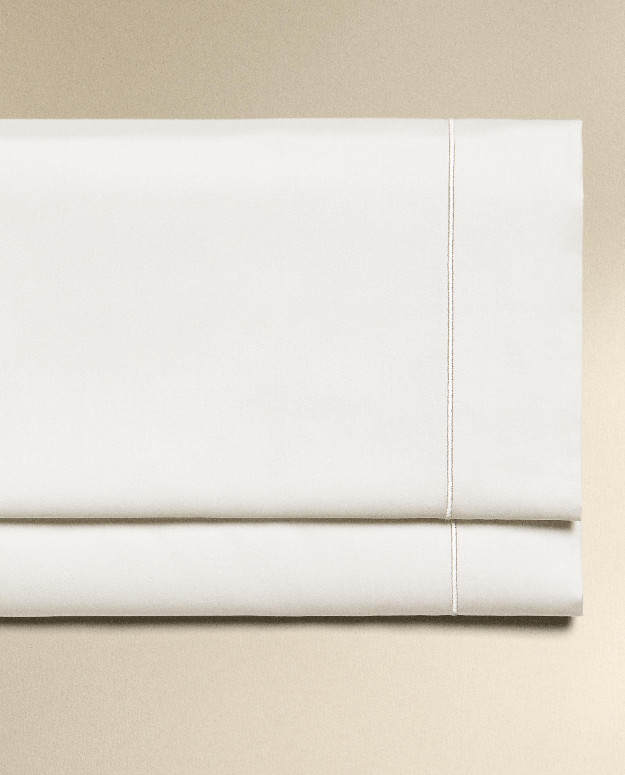 ZARA ザラホーム フラットシーツ 布団シーツ PURE COTTON スカラップエッジ サテン トップシーツ（300スレッド） | Zara Home