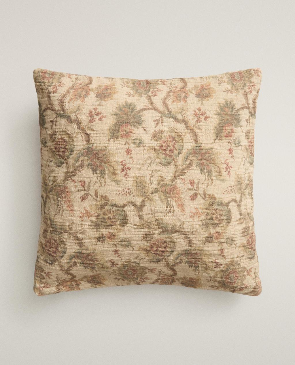 HORN COTTON AND LINEN FLOWER CUSHION COVER
