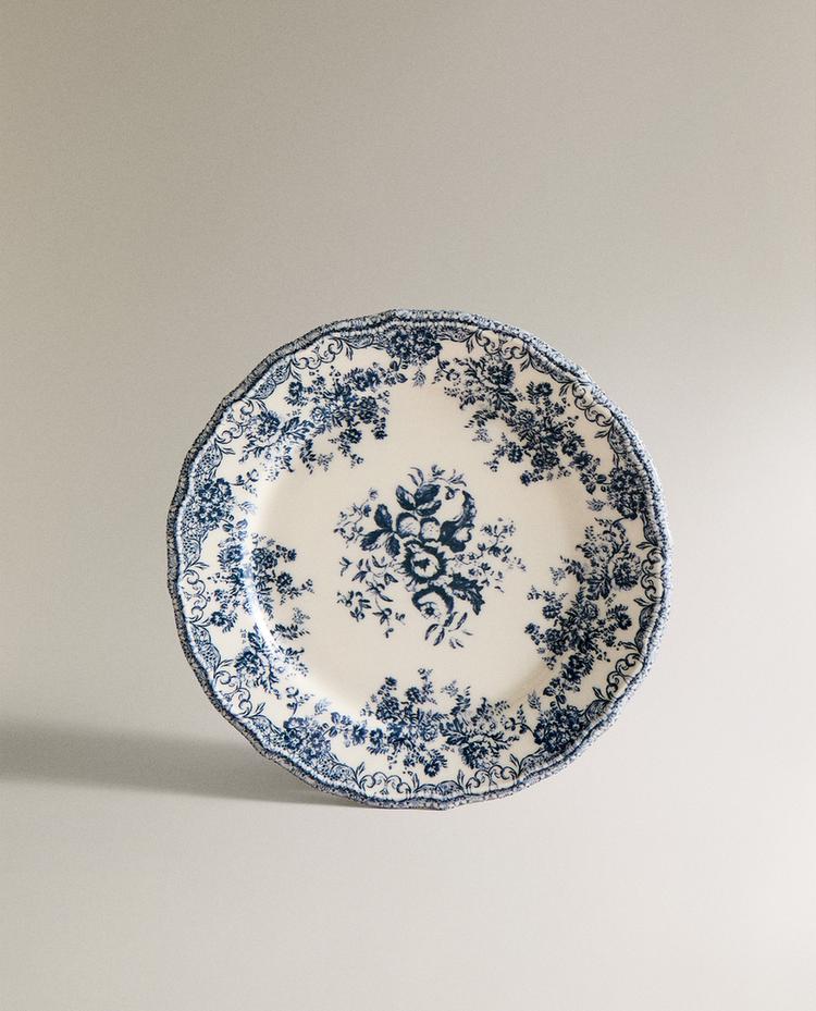 FLORAL EARTHENWARE DESSERT PLATE