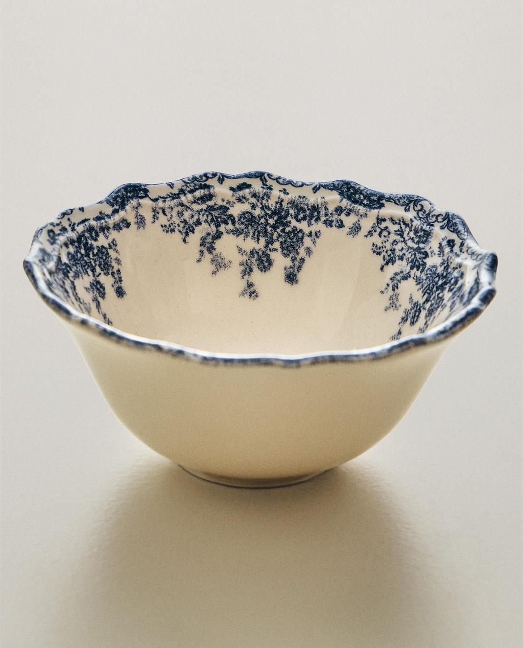 FLORAL EARTHENWARE SNACK BOWL