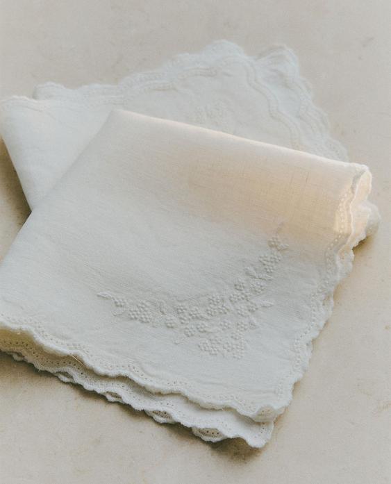 PACK OF EMBROIDERED WASHED LINEN HAND TOWELS (PACK OF 2)